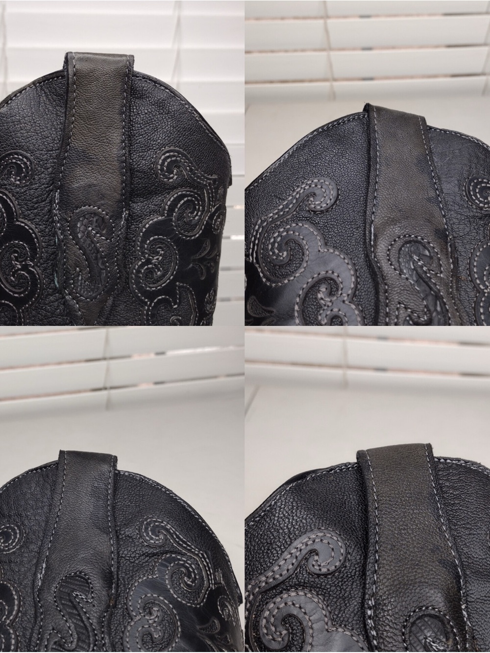 Corral Vintage Sz 7 1/2 Snip Toe Embroidered Scroll Leather Western Boots - Picture 16 of 16